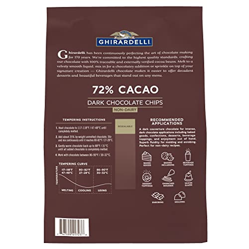 Ghirardelli Chocolate Company 72% Cacao Dark Chocolate Chips, 5lb. Bag