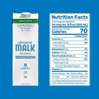 Malk Organic Unsweetened Almond Milk - 32 fl oz - 6 pack