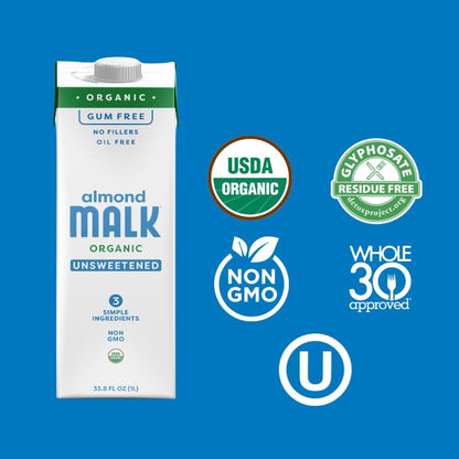 Malk Organic Unsweetened Almond Milk - 32 fl oz - 6 pack