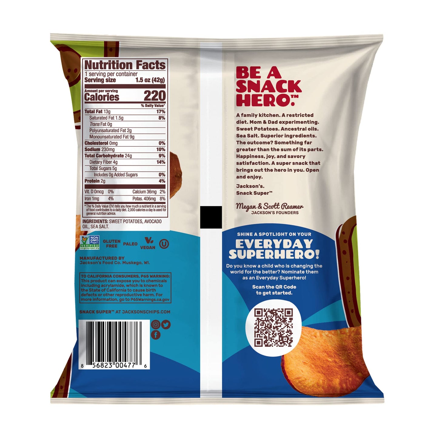 Jackson’s Sweet Potato Kettle Chips with Sea Salt made with Premium Avocado Oil