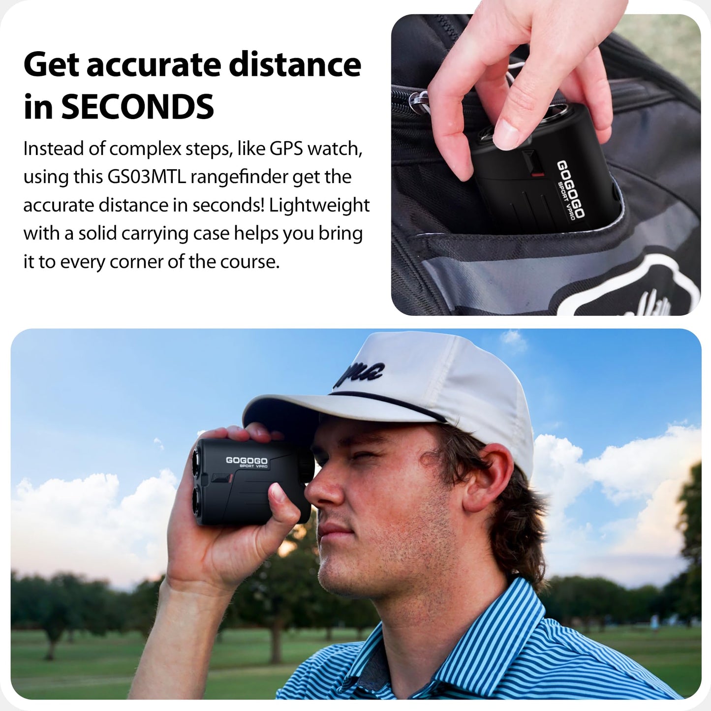 Gogogo Sport Vpro Laser Golf/Hunting Rangefinder, 6X Magnification Clear View 650/1200 Yards Laser Range Finder