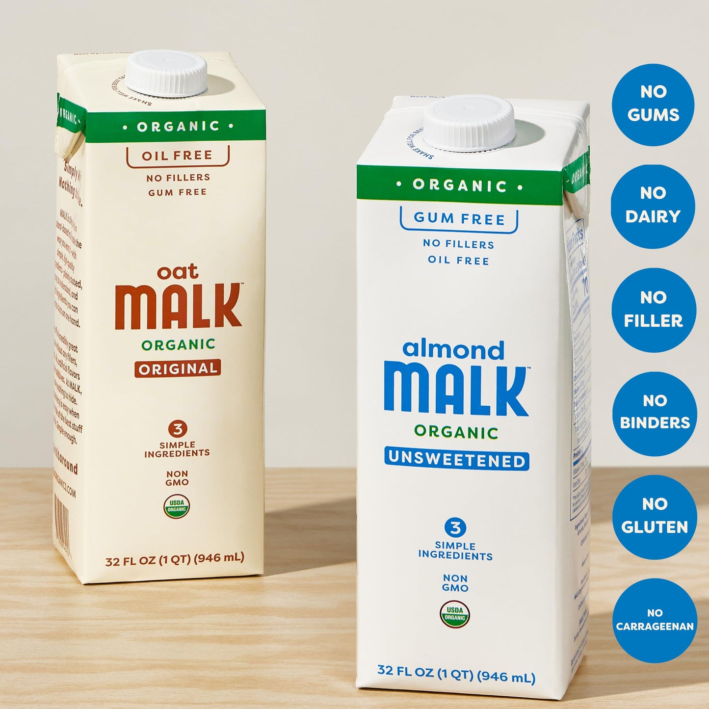 Malk Organic Unsweetened Almond Milk - 32 fl oz - 6 pack